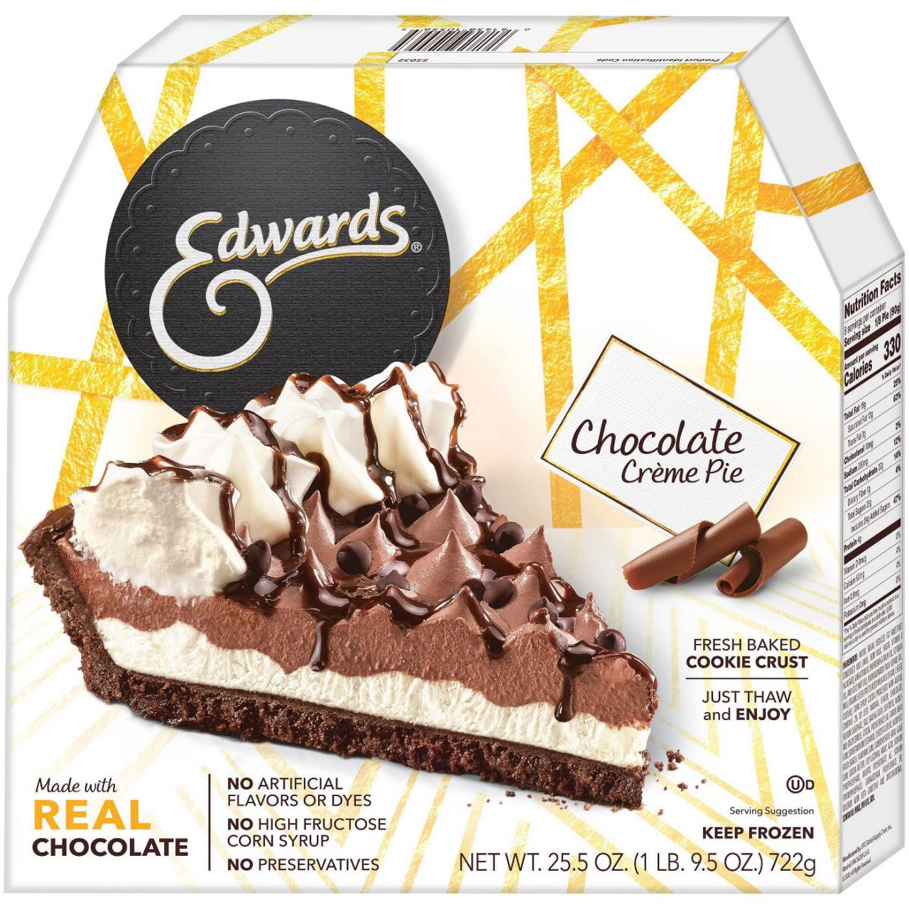 Edwards Desserts Chocolate Creme Pie, Full Pie Serves 8 Gourmet