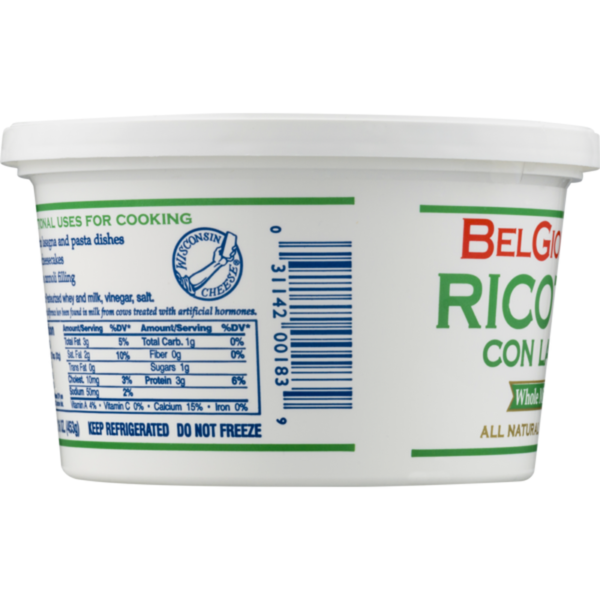 BelGioioso Ricotta Con Latte Whole Milk, 32oz. (Bundle contains (2) 1