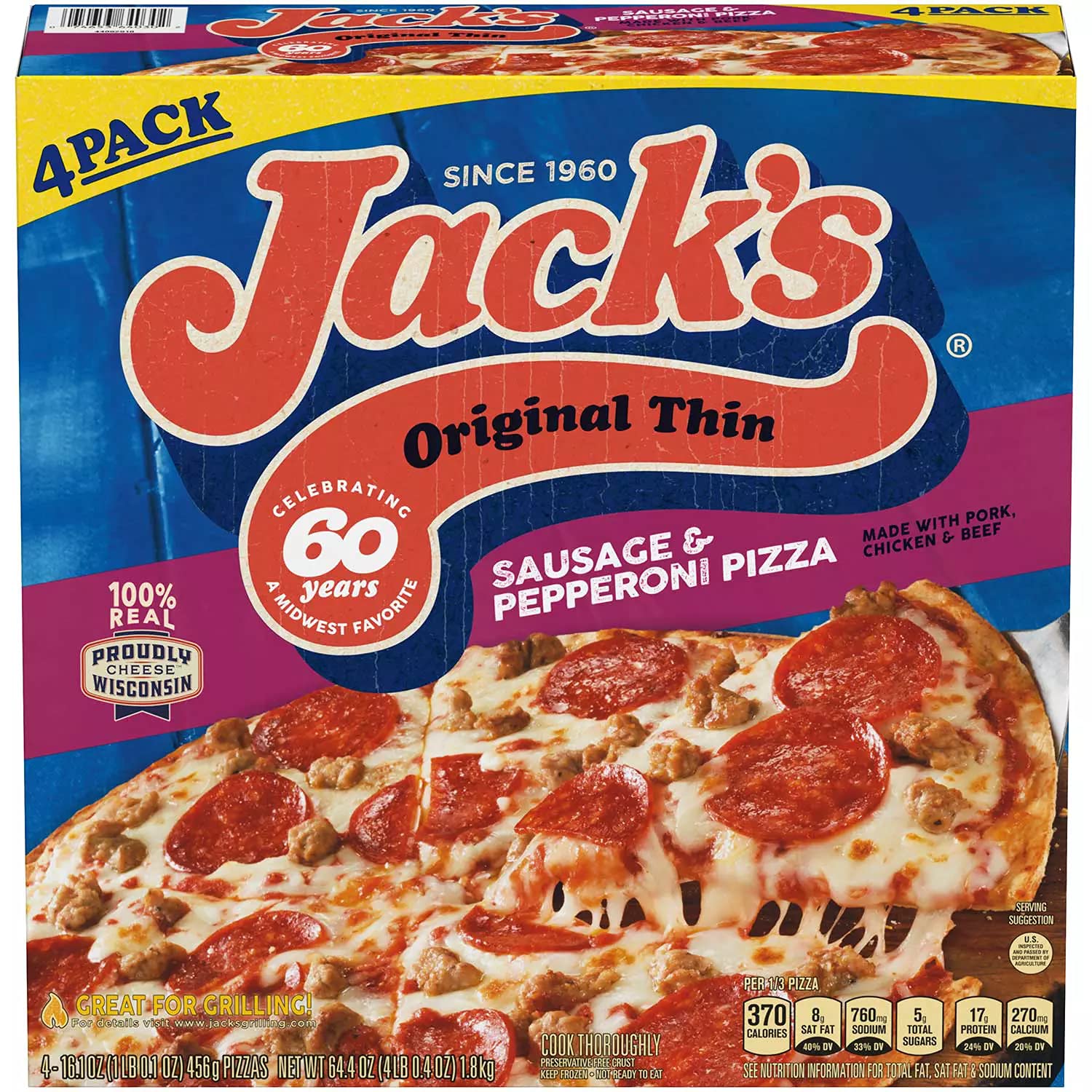 Jack’s Original Crust Thin Sausage and Pepperoni Frozen Pizza (3 Pack