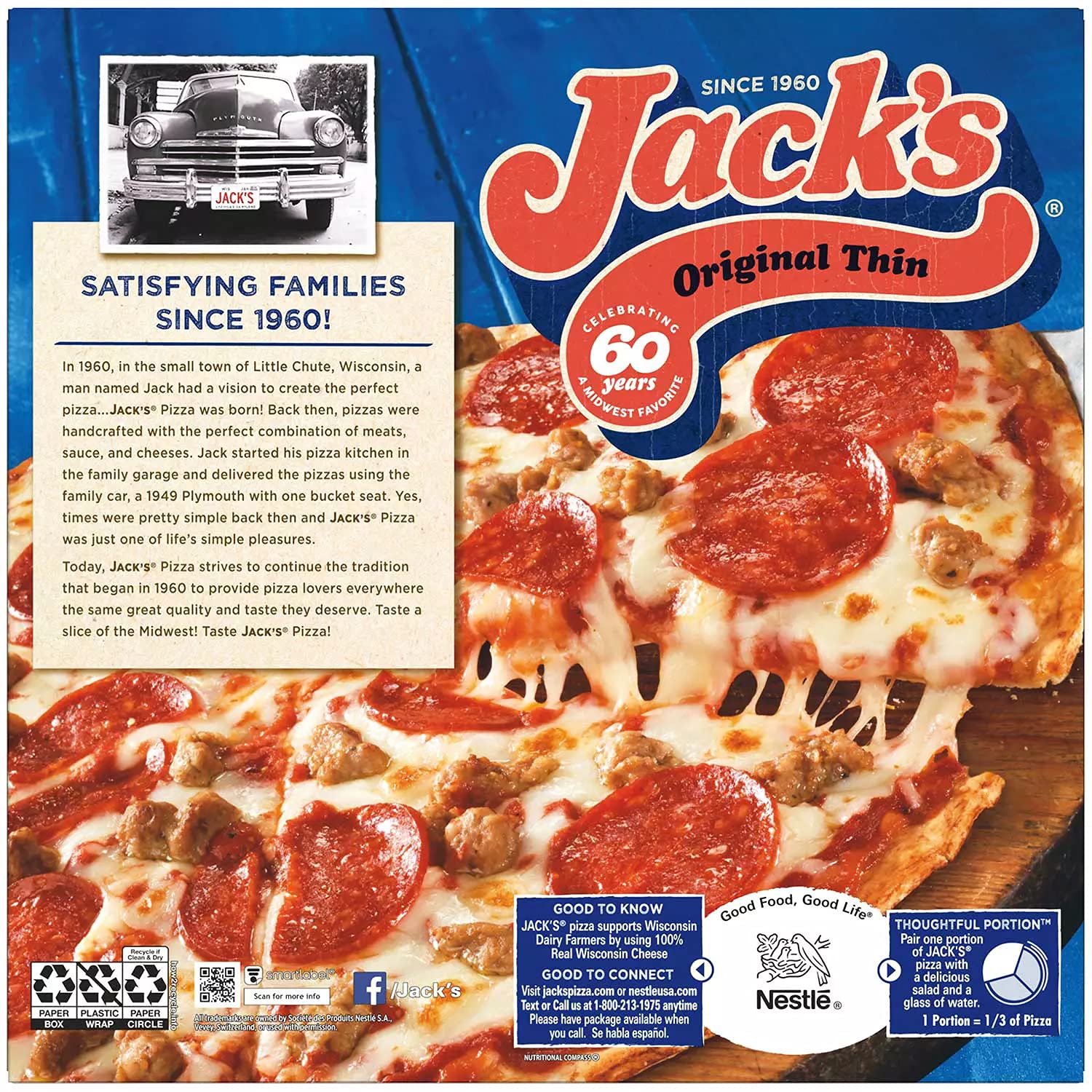 Jack’s Original Crust Thin Sausage and Pepperoni Frozen Pizza (3 Pack