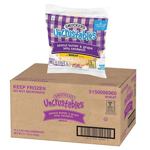 Smucker’s Uncrustables Bulk Size, 72 Count (2.6 oz Each) Peanut
